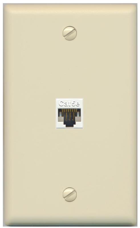 RiteAV -CAT5E-WHITE Wall Plate Flat/Solid [Ivory]