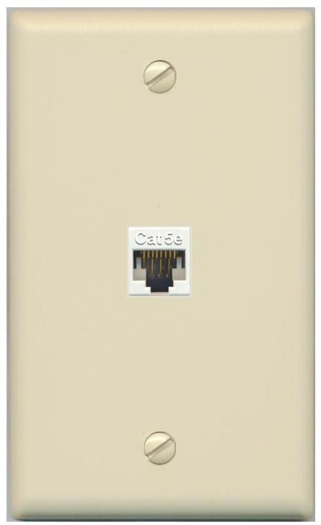 RiteAV -CAT5E-WHITE Wall Plate Flat/Solid [Ivory]