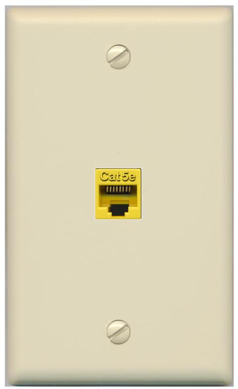 RiteAV -CAT5E-YELLOW Wall Plate Flat/Solid [Ivory]