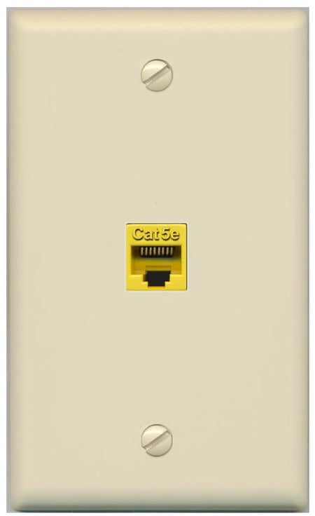 RiteAV -CAT5E-YELLOW Wall Plate Flat/Solid [Ivory]
