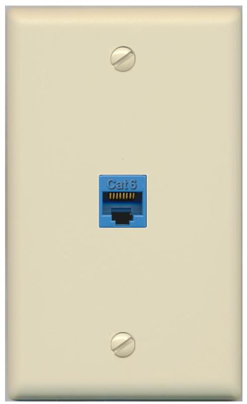 RiteAV -CAT6-BLUE Wall Plate Flat/Solid [Ivory]