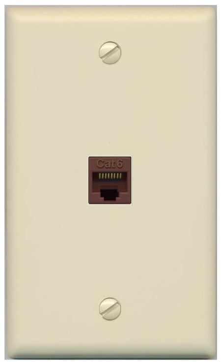 RiteAV -CAT6-BROWN Wall Plate Flat/Solid [Ivory]