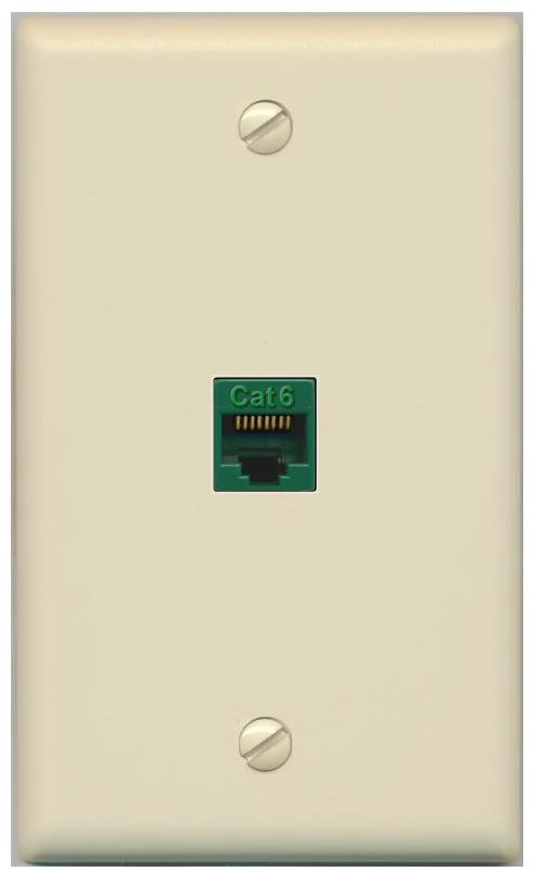 RiteAV -CAT6-GREEN Wall Plate Flat/Solid [Ivory]