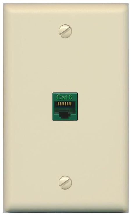 RiteAV -CAT6-GREEN Wall Plate Flat/Solid [Ivory]
