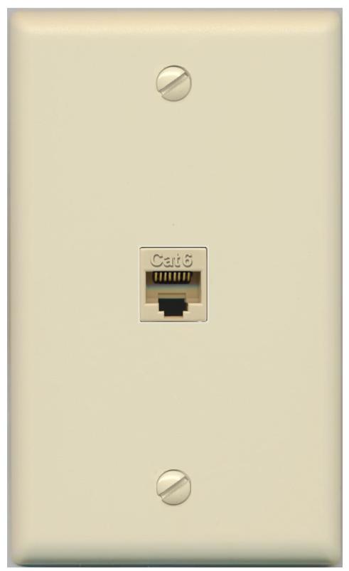 RiteAV -CAT6-IVORY Wall Plate Flat/Solid [Ivory]