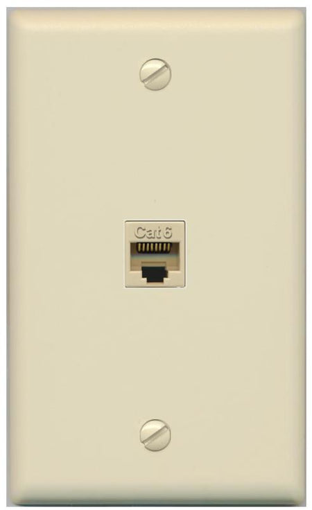 RiteAV -CAT6-IVORY Wall Plate Flat/Solid [Ivory]