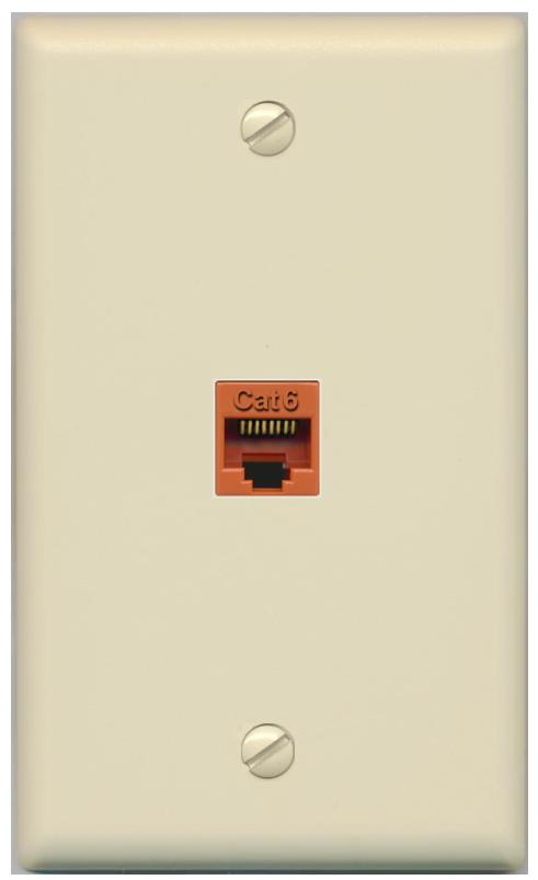 RiteAV -CAT6-ORANGE Wall Plate Flat/Solid [Ivory]