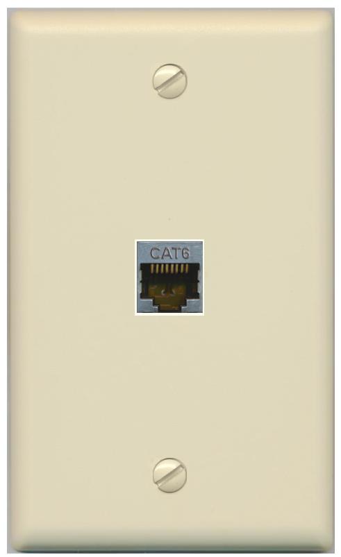 RiteAV -CAT6-SHIELDED Wall Plate Flat/Solid [Ivory]