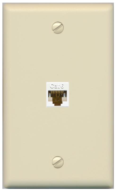 RiteAV -CAT6-WHITE Wall Plate Flat/Solid [Ivory]