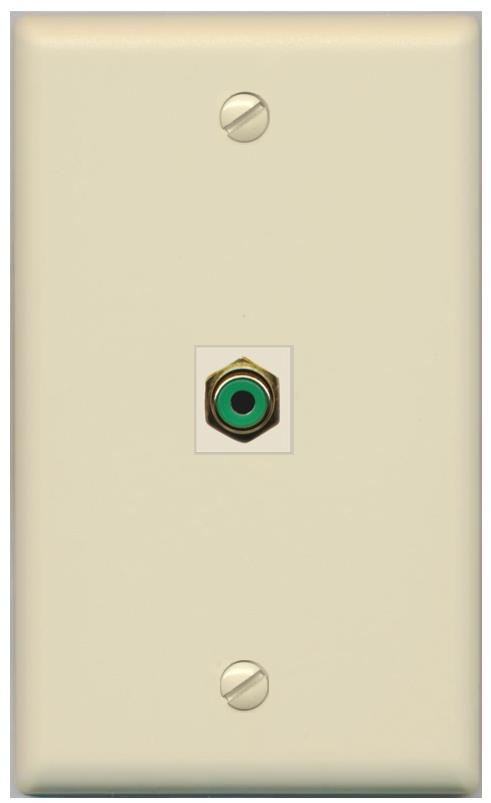RiteAV -RCA-GREEN Wall Plate Flat/Solid [Ivory]