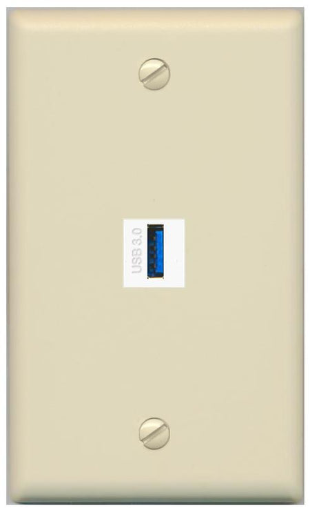 RiteAV -USB-3 Wall Plate Flat/Solid [Ivory]
