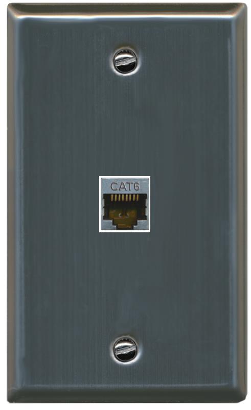 RiteAV -CAT6-SHIELDED Wall Plate Flat/Solid [Stainless Steel]