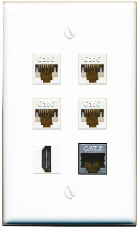  4 CAT6 CAT7 HDMI Flat/Solid Wall Plate [White]