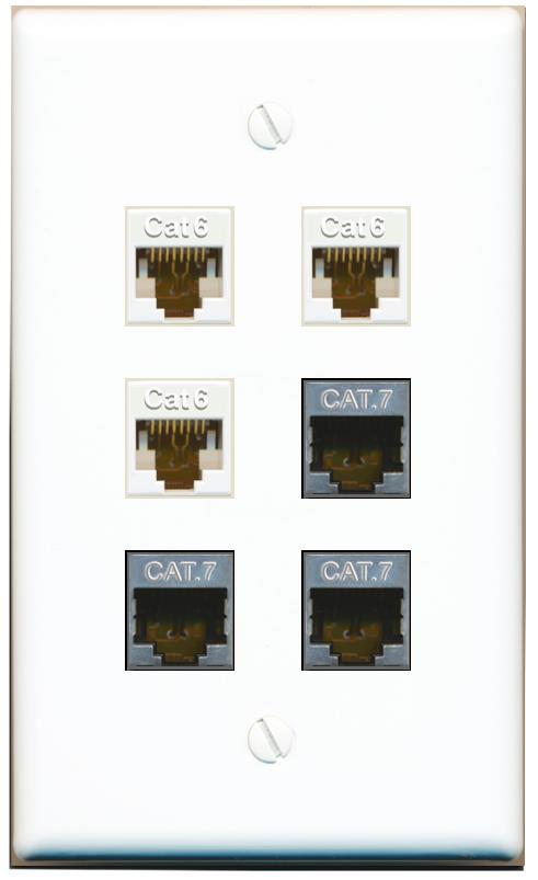  3 CAT6 3 CAT7 Flat/Solid Wall Plate [White]