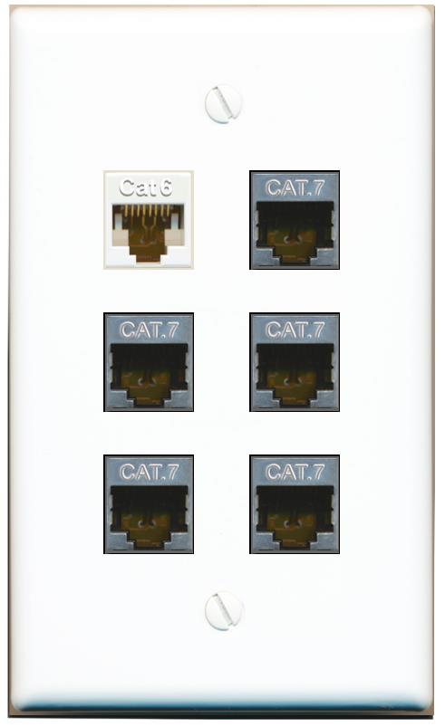  CAT6 5 CAT7 Flat/Solid Wall Plate [White]