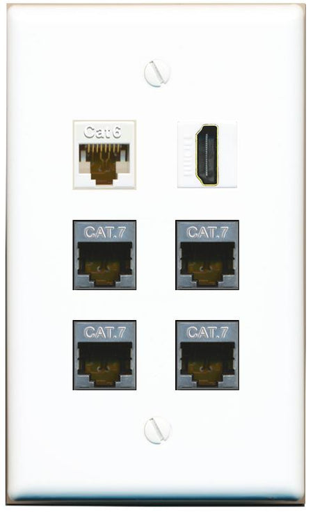  CAT6 4 CAT7 HDMI Flat/Solid Wall Plate [White]