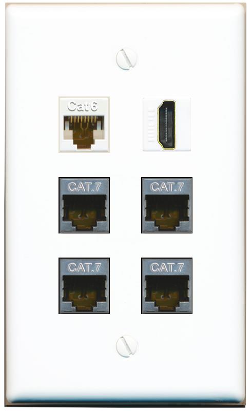  CAT6 4 CAT7 HDMI Flat/Solid Wall Plate [White]