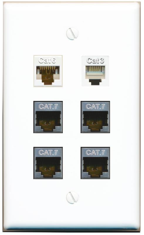  CAT6 4 CAT7 PHONE Flat/Solid Wall Plate [White]