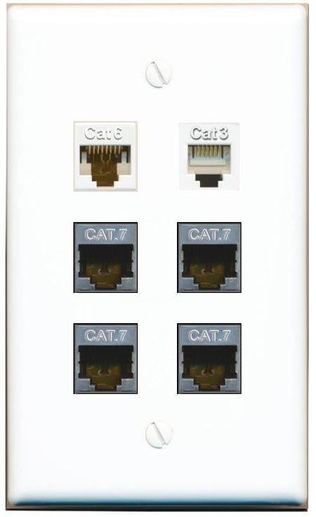  CAT6 4 CAT7 PHONE Flat/Solid Wall Plate [White]