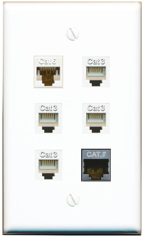  CAT6 CAT7 4 PHONE Flat/Solid Wall Plate [White]