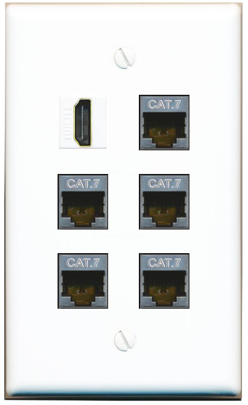  5 CAT7 HDMI Flat/Solid Wall Plate [White]