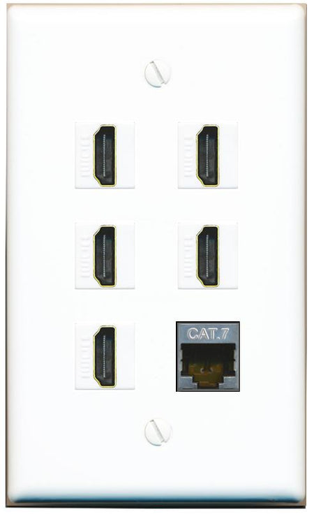  CAT7 5 HDMI Flat/Solid Wall Plate [White]