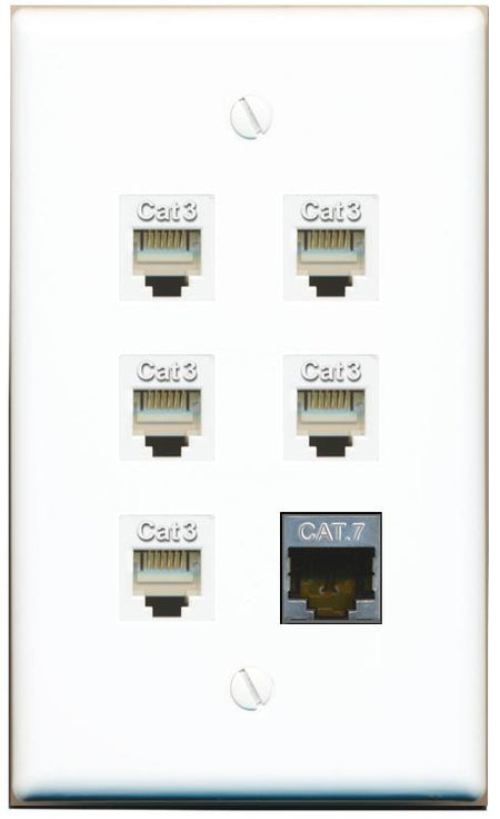  CAT7 5 PHONE Flat/Solid Wall Plate [White]