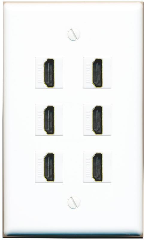  6 HDMI Flat/Solid Wall Plate [White]