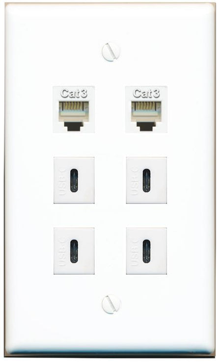  2 PHONE 4 USBC Flat/Solid Wall Plate [White]