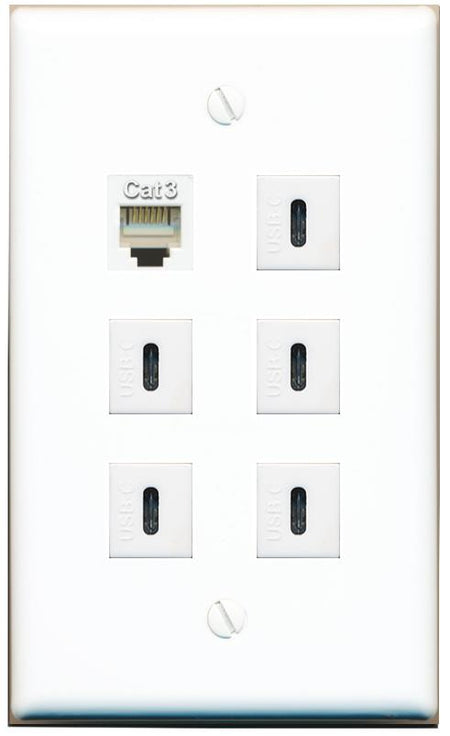  PHONE 5 USBC Flat/Solid Wall Plate [White]