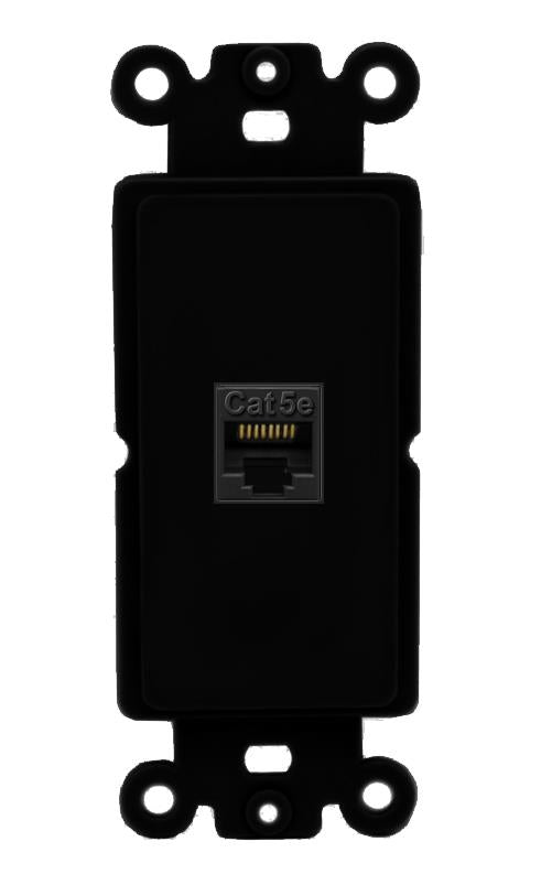 RiteAV 1 Port CAT5E Rocker Insert Module Wall Plate [Black]