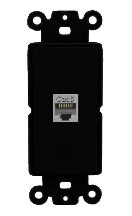 RiteAV 1 Port CAT6-GRAY Rocker Insert Module Wall Plate [Black]