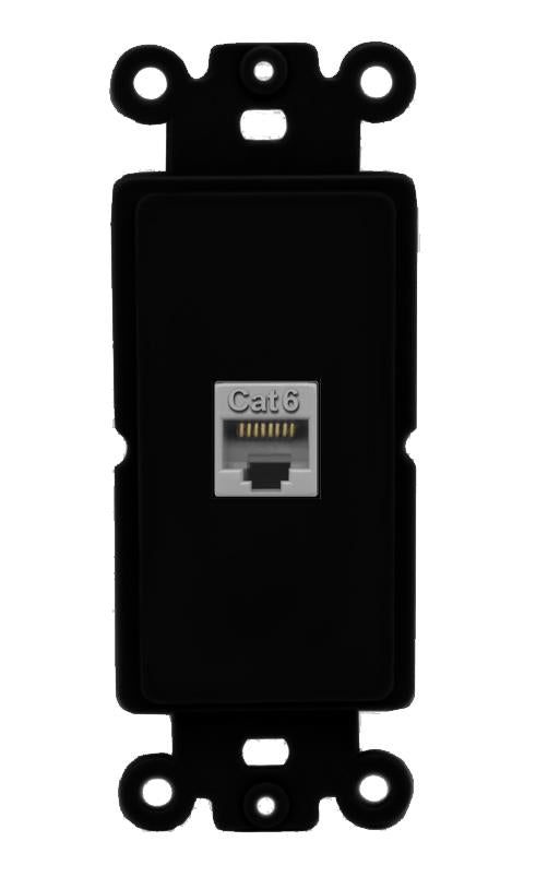 RiteAV 1 Port CAT6-GRAY Rocker Insert Module Wall Plate [Black]