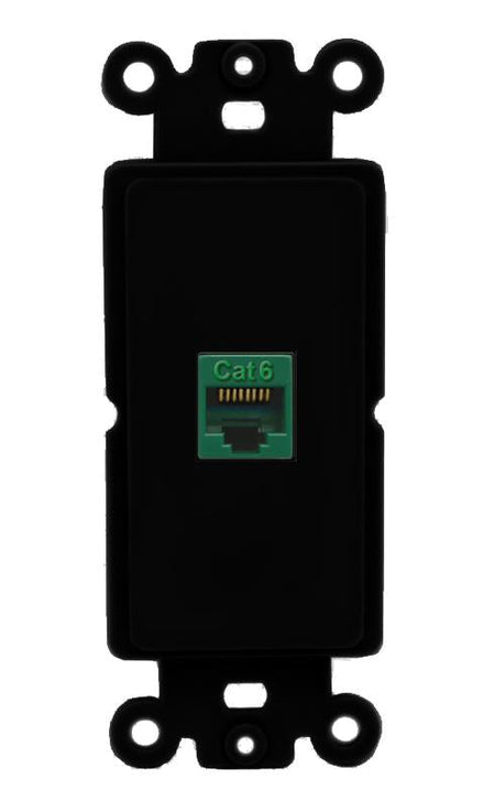 RiteAV 1 Port CAT6-GREEN Rocker Insert Module Wall Plate [Black]