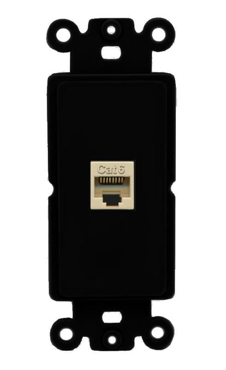 RiteAV 1 Port CAT6-IVORY Rocker Insert Module Wall Plate [Black]