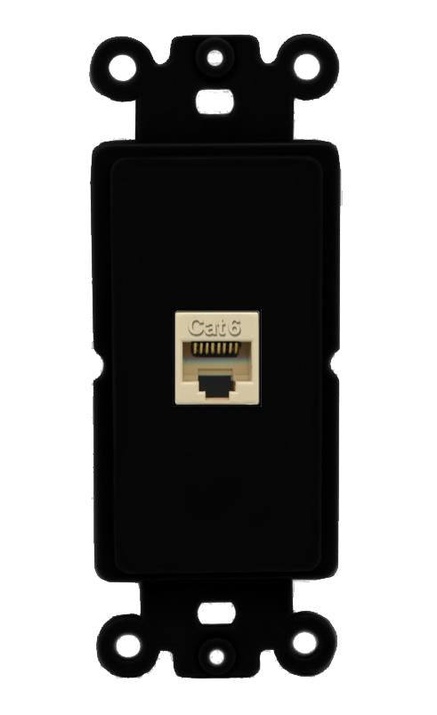 RiteAV 1 Port CAT6-IVORY Rocker Insert Module Wall Plate [Black]