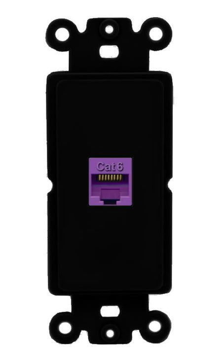 RiteAV 1 Port CAT6-PURPLE Rocker Insert Module Wall Plate [Black]