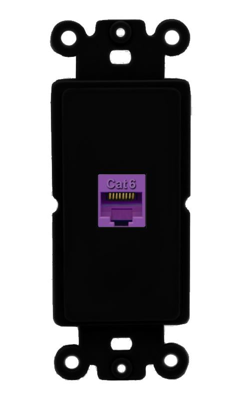 RiteAV 1 Port CAT6-PURPLE Rocker Insert Module Wall Plate [Black]
