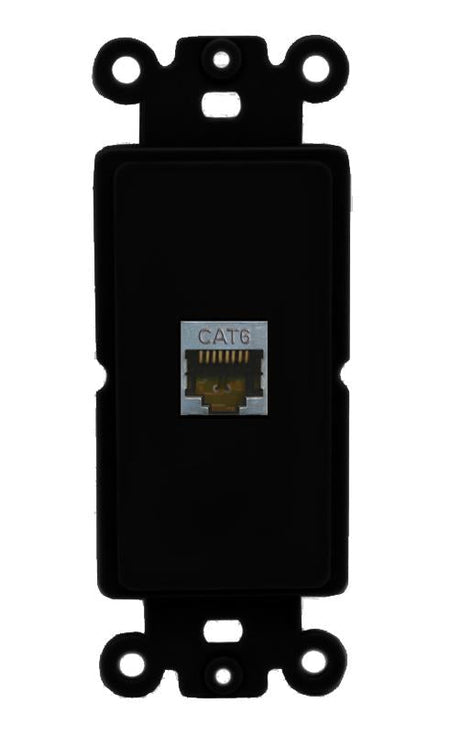 RiteAV 1 Port CAT6-SHIELDED Rocker Insert Module Wall Plate [Black]