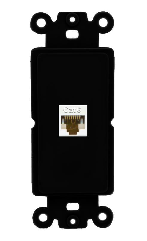 RiteAV 1 Port CAT6-WHITE Rocker Insert Module Wall Plate [Black]