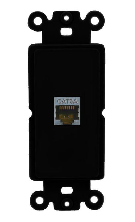 RiteAV 1 Port CAT6A Rocker Insert Module Wall Plate [Black]