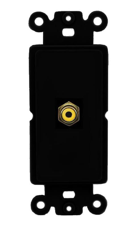 RiteAV 1 Port RCA-YELLOW Rocker Insert Module Wall Plate [Black]