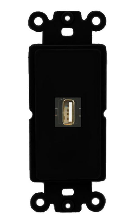 RiteAV 1 Port USB2 Rocker Insert Module Wall Plate [Black]