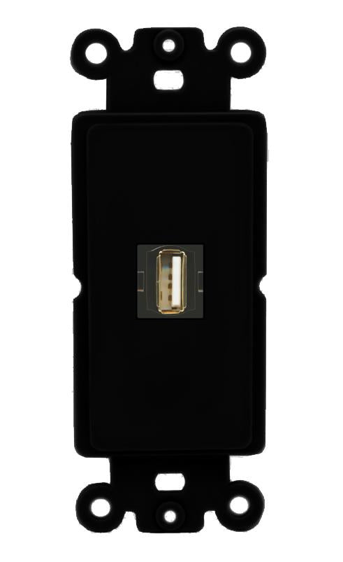 RiteAV 1 Port USB2 Rocker Insert Module Wall Plate [Black]