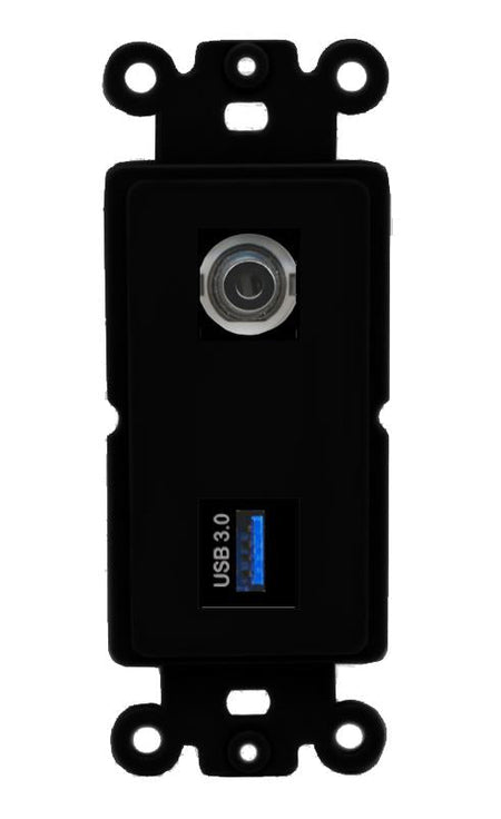 3.5mm USB-3 Wall Plate [Black]