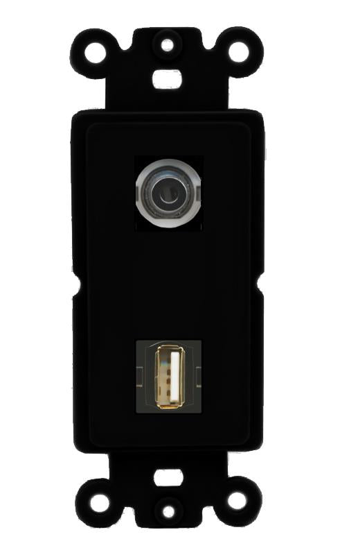3.5mm USB2 Wall Plate [Black]