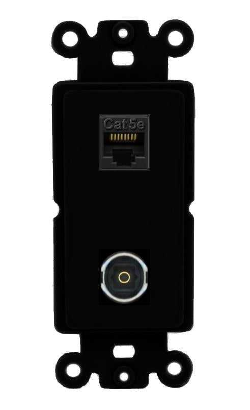 CAT5E TOSLINK Wall Plate [Black]