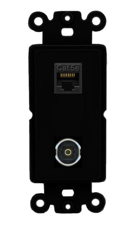 CAT5E TOSLINK Wall Plate [Black]