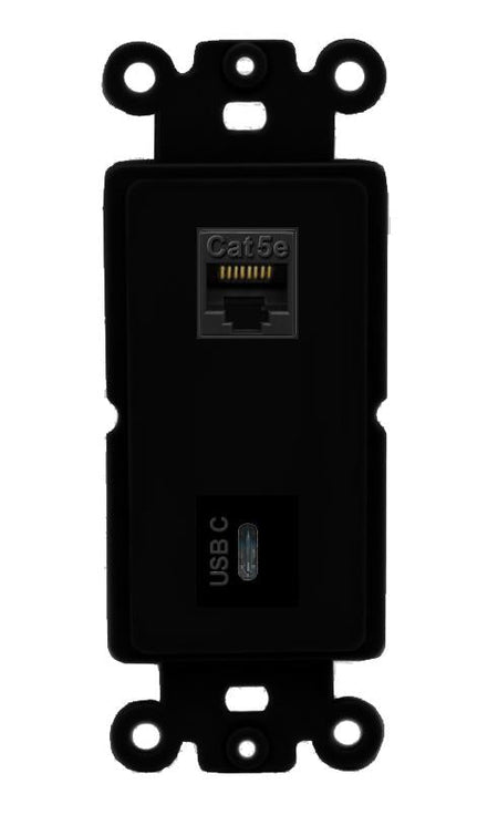 CAT5E USBC Wall Plate [Black]