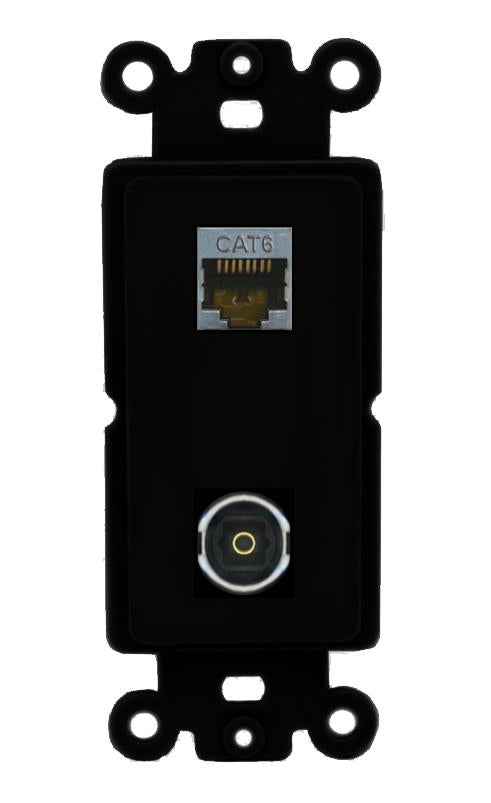 CAT6-SHIELDED TOSLINK Wall Plate [Black]